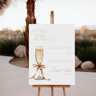 Pearls And Prosecco Bridal Shower Welcome Sign