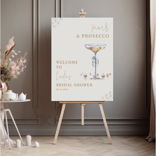 Pearls And Prosecco Bridal Shower Welcome Sign