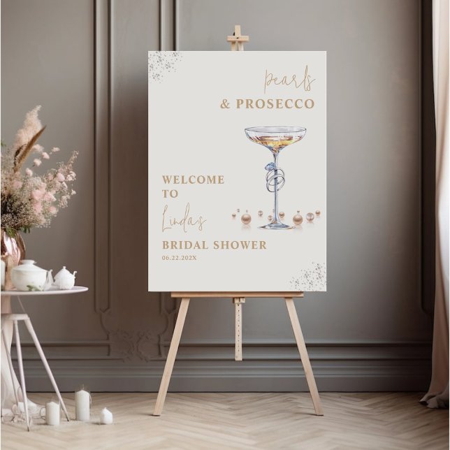 Pearls And Prosecco Bridal Shower Welcome Sign (Creator Uploaded)