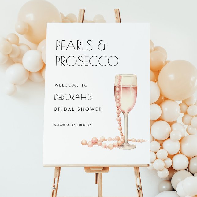 Pearls and Prosecco Bridal Shower Welcome Sign (Creator Uploaded)