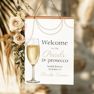Pearls and Prosecco Bridal Shower Welcome Sign