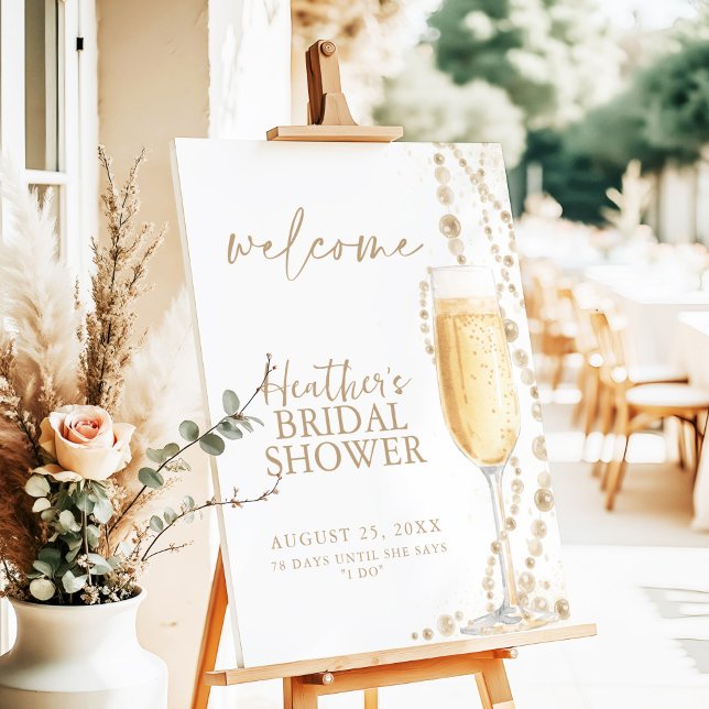 Pearls and Prosecco Bridal Shower Welcome Sign (Creator Uploaded)