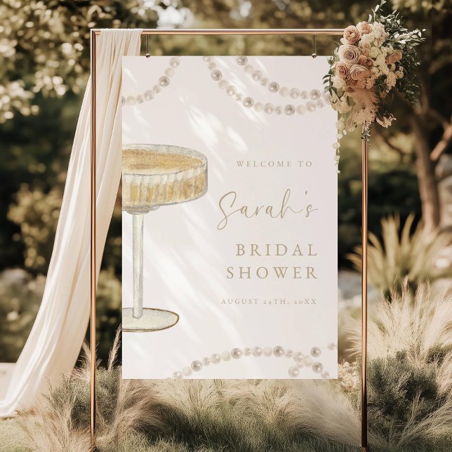 Pearls and Prosecco Bridal Shower Welcome Sign (Creator Uploaded)