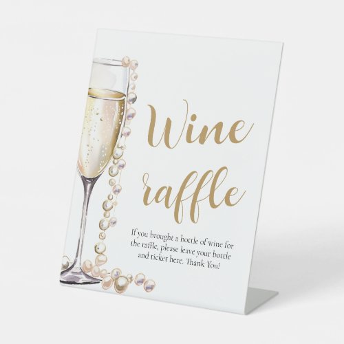 Pearls and Prosecco Bridal Shower Wine Raffle Game Pedestal Sign