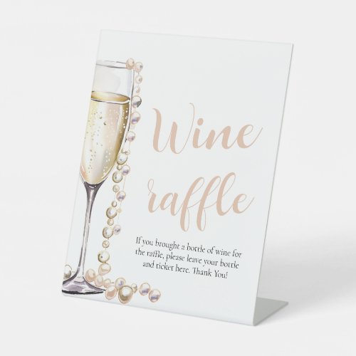 Pearls and Prosecco Bridal Shower Wine Raffle Game Pedestal Sign