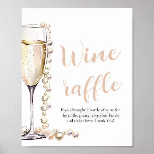 Pearls and Prosecco Bridal Shower Wine Raffle Game Poster