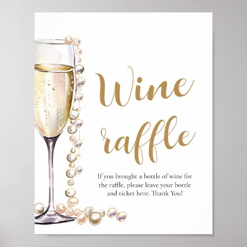 Pearls and Prosecco Bridal Shower Wine Raffle Game Poster