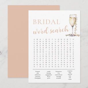 Pearls and Prosecco Bridal Shower Word Search Game Invitation