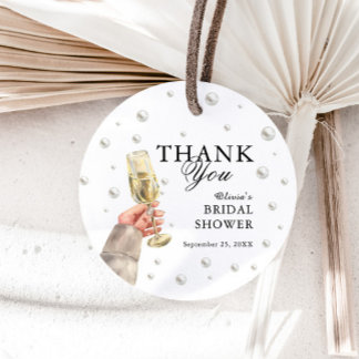 Pearls and Prosecco Brunch Bridal Shower Tnank You Favor Tags