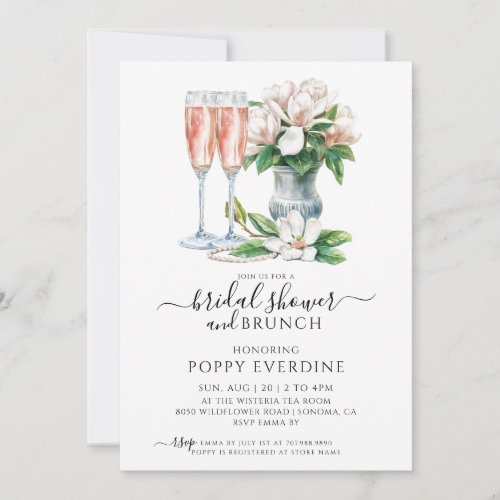 Pearls And Prosecco Champagne Bridal Shower Brunch Invitation