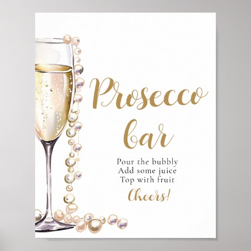 Pearls and Prosecco Champagne Prosecco Bar Sign