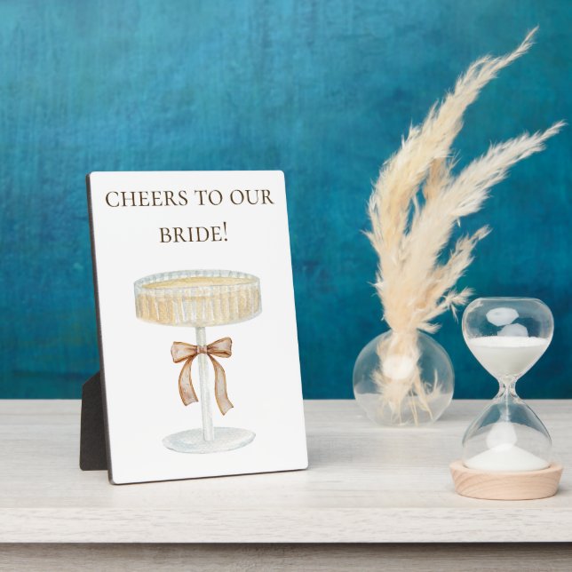 Pearls and Prosecco cheers table sign for open bar Plaque (Side)