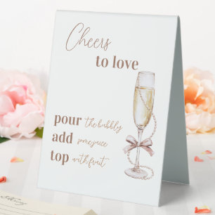 Pearls and Prosecco Cheers to Love Bridal Shower Table Tent