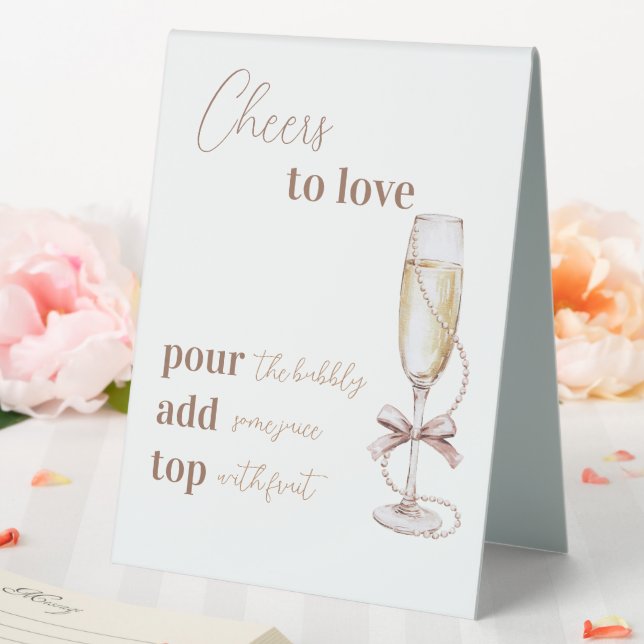 Pearls and Prosecco Cheers to Love Bridal Shower  Table Tent (In SItu (Wedding))