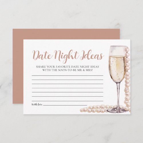 Pearls and Prosecco Date Night Ideas Bridal Shower Enclosure Card