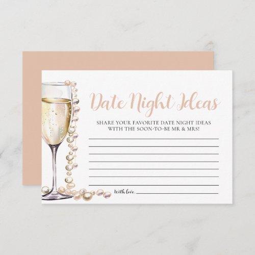 Pearls and Prosecco Date Night Ideas Bridal Shower Enclosure Card