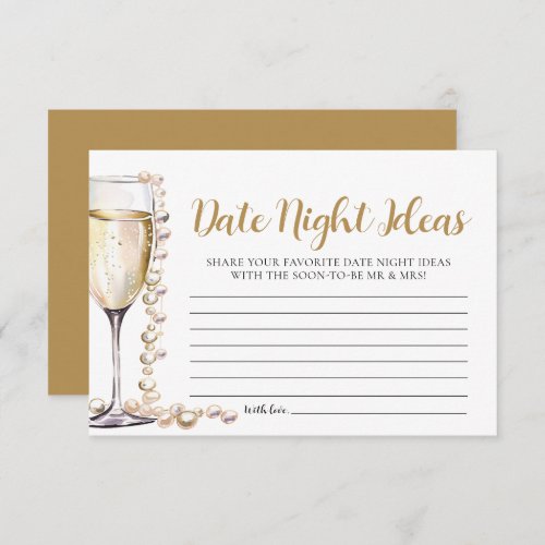 Pearls and Prosecco Date Night Ideas Bridal Shower Invitation
