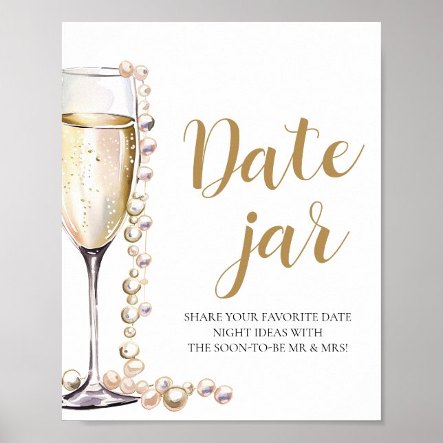 Pearls and Prosecco Date Night Ideas Date Jar Sign (Front)
