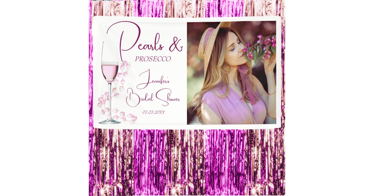 Pearls and Prosecco Elegant Bridal Shower Banner | Zazzle