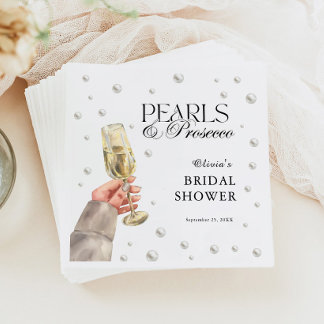 Pearls and Prosecco Elegant Bridal Shower Brunch Napkins