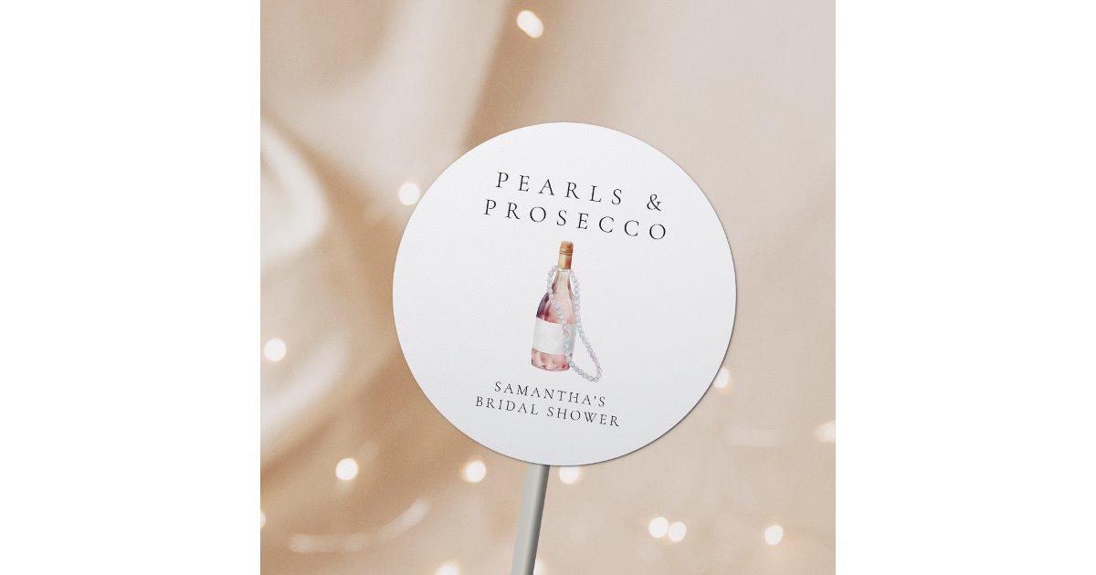Pearls and Prosecco Elegant Bridal Shower Classic Round Sticker | Zazzle