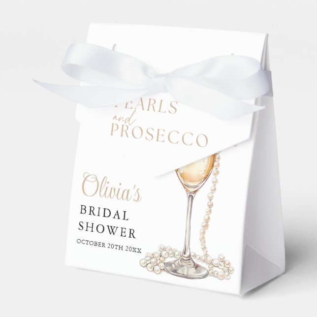 Pearls And Prosecco Elegant Bridal Shower Favor Boxes (Front Side)