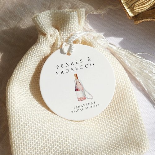 Pearls and Prosecco Elegant Bridal Shower Favor Tags