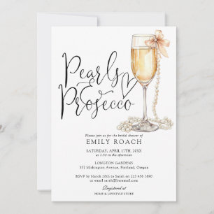 Pearls And Prosecco Elegant Bridal Shower Invitation