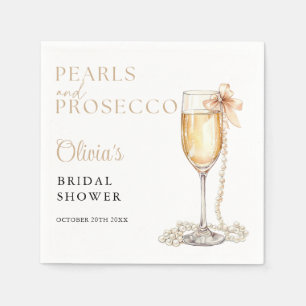 Pearls And Prosecco Elegant Bridal Shower Napkins