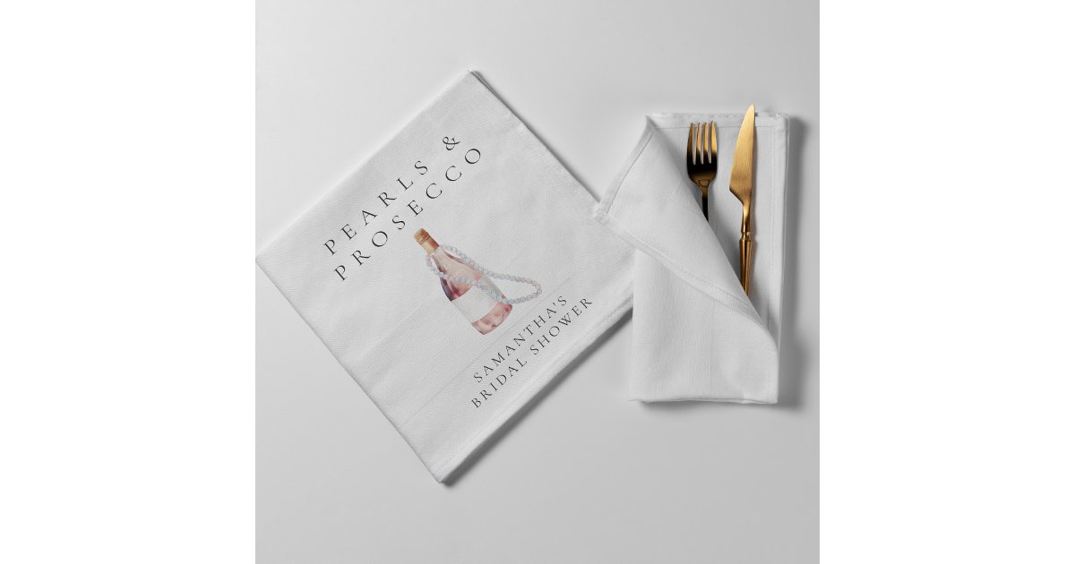 Pearls and Prosecco Elegant Bridal Shower Napkins | Zazzle