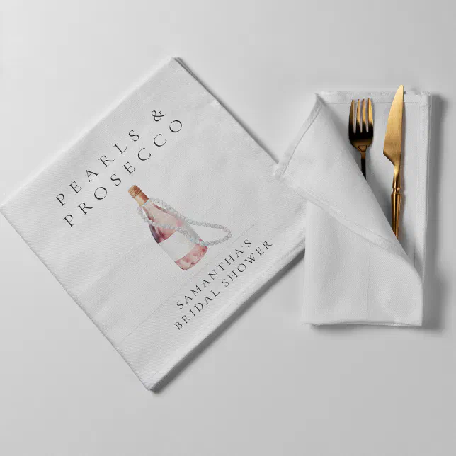 Pearls and Prosecco Elegant Bridal Shower Napkins | Zazzle