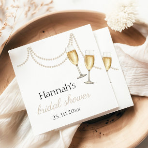 Pearls and prosecco Elegant bridal Shower Napkins