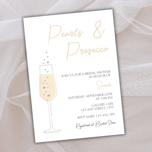 Pearls And Prosecco Elegant Chic Bridal Shower Invitation