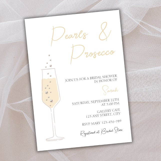 Pearls And Prosecco Elegant Chic Bridal Shower Invitation (pearls and prosecco bridal shower invitation elegant chic champagne)