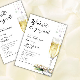 Pearls And Prosecco Elegant Engagement Party Invitation