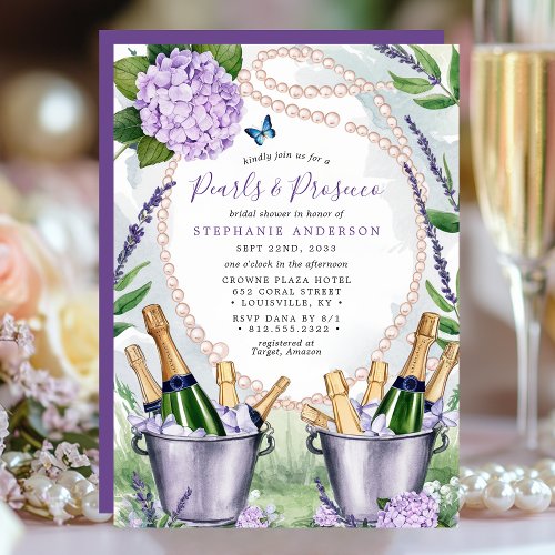 Pearls And Prosecco Elegant Garden Bridal Shower Invitation