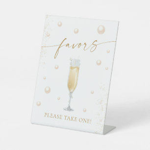 Pearls and Prosecco Favors Pedestal Sign