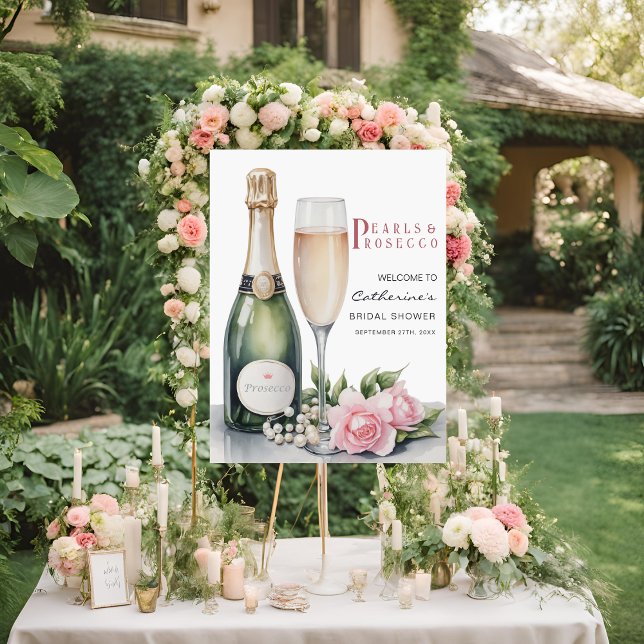 Pearls And Prosecco Floral Elegant Bridal Shower Foam Board (Creator Uploaded)