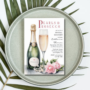Pearls And Prosecco Floral Elegant Bridal Shower Invitation
