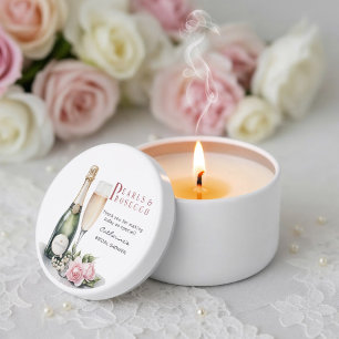 Pearls And Prosecco Floral Elegant Bridal Shower Mini Candle Favors