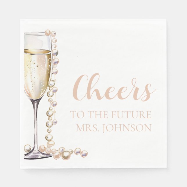 Pearls and Prosecco Future Mrs Bridal Shower Napkins (Front)