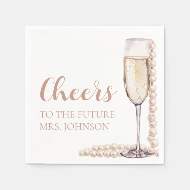 Pearls and Prosecco Future Mrs Bridal Shower Napkins (Front)