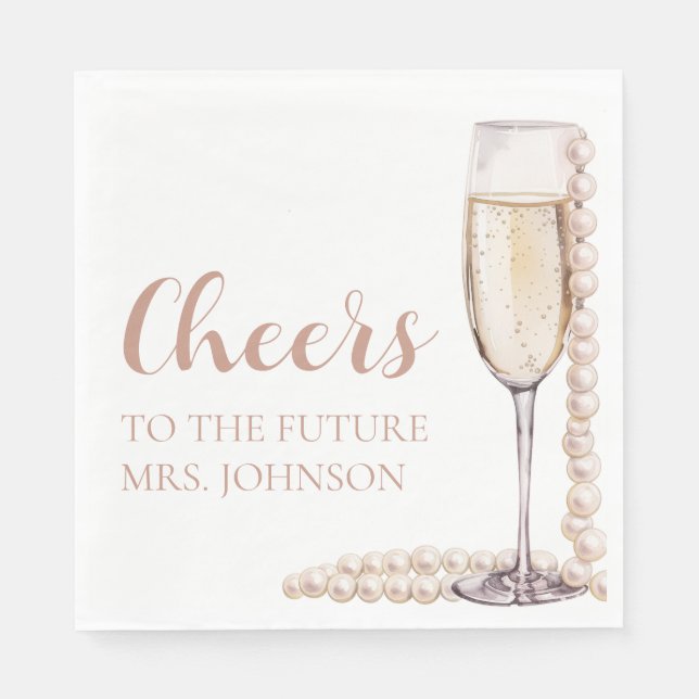 Pearls and Prosecco Future Mrs Bridal Shower Napkins (Front)