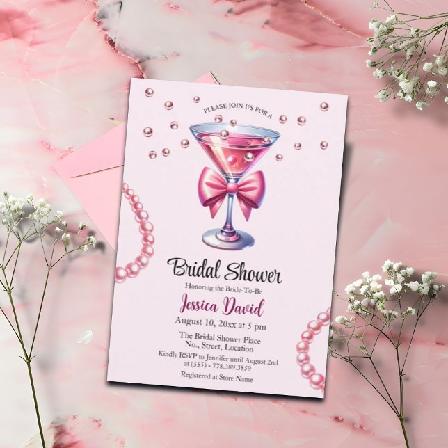 Pearls and Prosecco Glass Bridal Shower Invitation (Creator Uploaded)