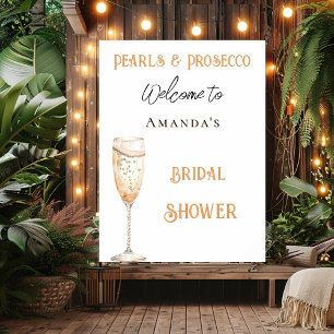 Pearls and Prosecco golden Bridal Shower welcome Poster