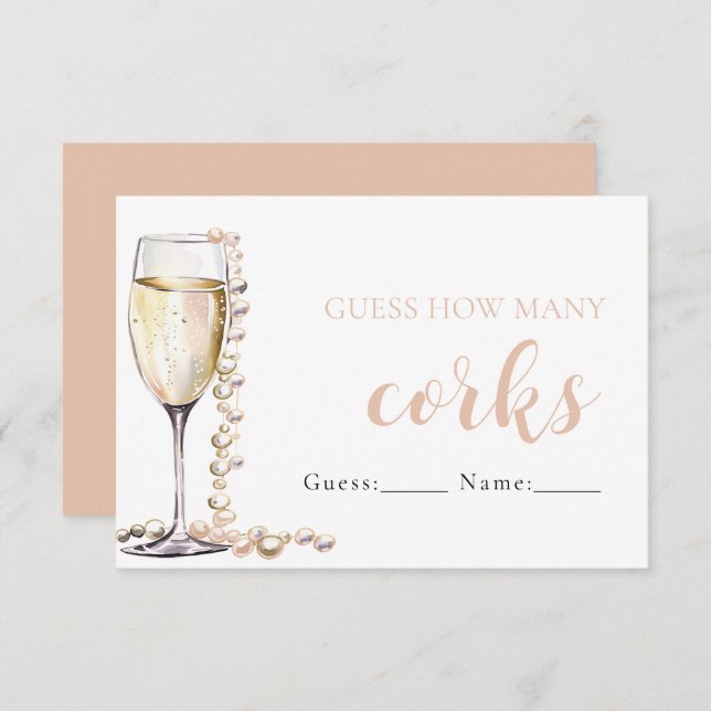 Pearls and Prosecco Guess How Many Corks Game Enclosure Card (Front/Back)