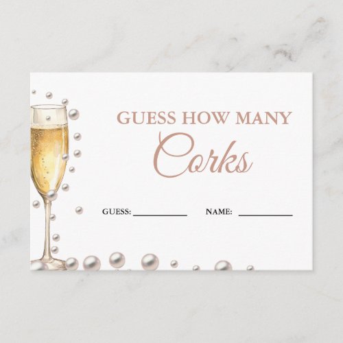 Pearls and Prosecco Guess How Many Corks Game  Enclosure Card