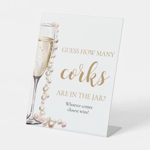 Pearls and Prosecco Guess How Many Corks Game Pedestal Sign