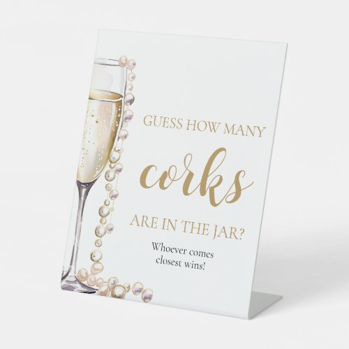 Pearls and Prosecco Guess How Many Corks Game Pedestal Sign