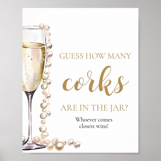 Pearls and Prosecco Guess How Many Corks Game Poster (Front)